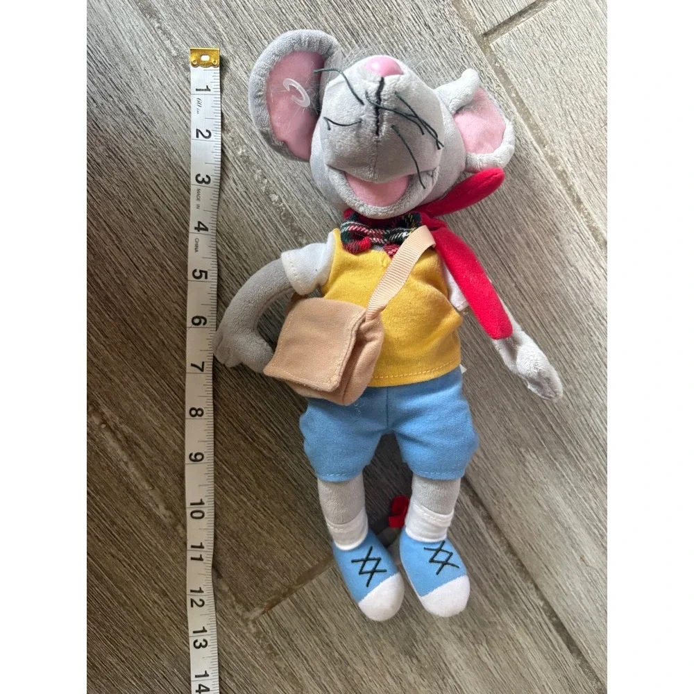 Rufus T. Rouse Plush Mouse Toy 12 Inch Gray Stuffed Animal Yellow Shirt